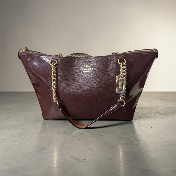 Coach Handbags - Coach Ava Chain Patent Pebbled Leather Purse Tote